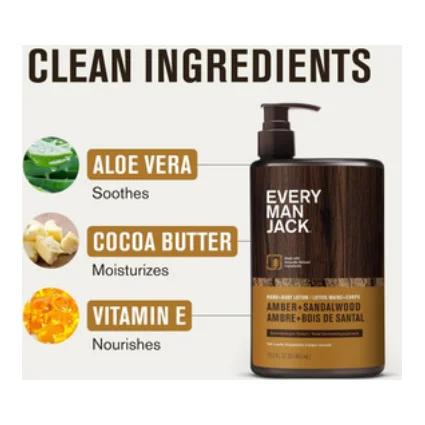 Every Man Jack Hand & Body Lotion, Amber Sandalwood (2-pk)
